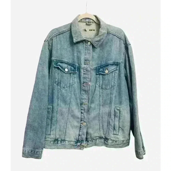 Topshop Moto Oversized, Blue Denim jacket, Size12 100% Cotton - Picture 1 of 3